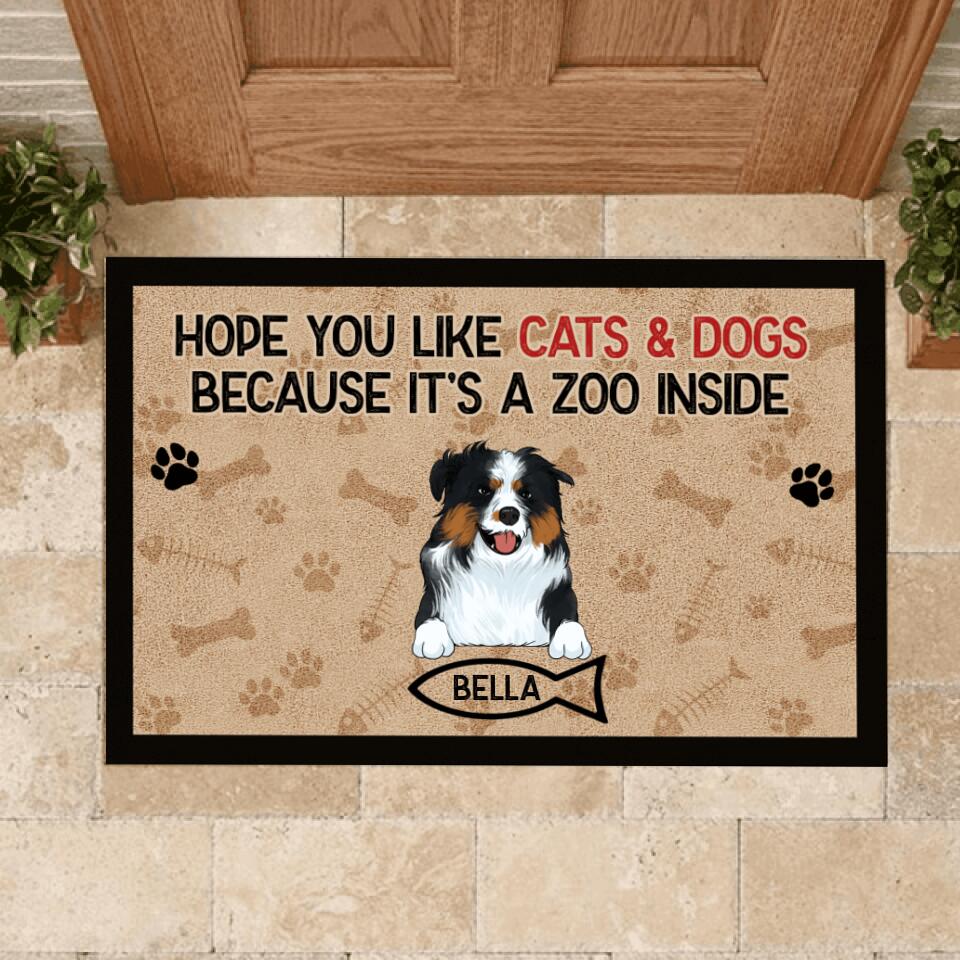 Hope You Like Cats & Dogs Because It's A Zoo Inside Doormat