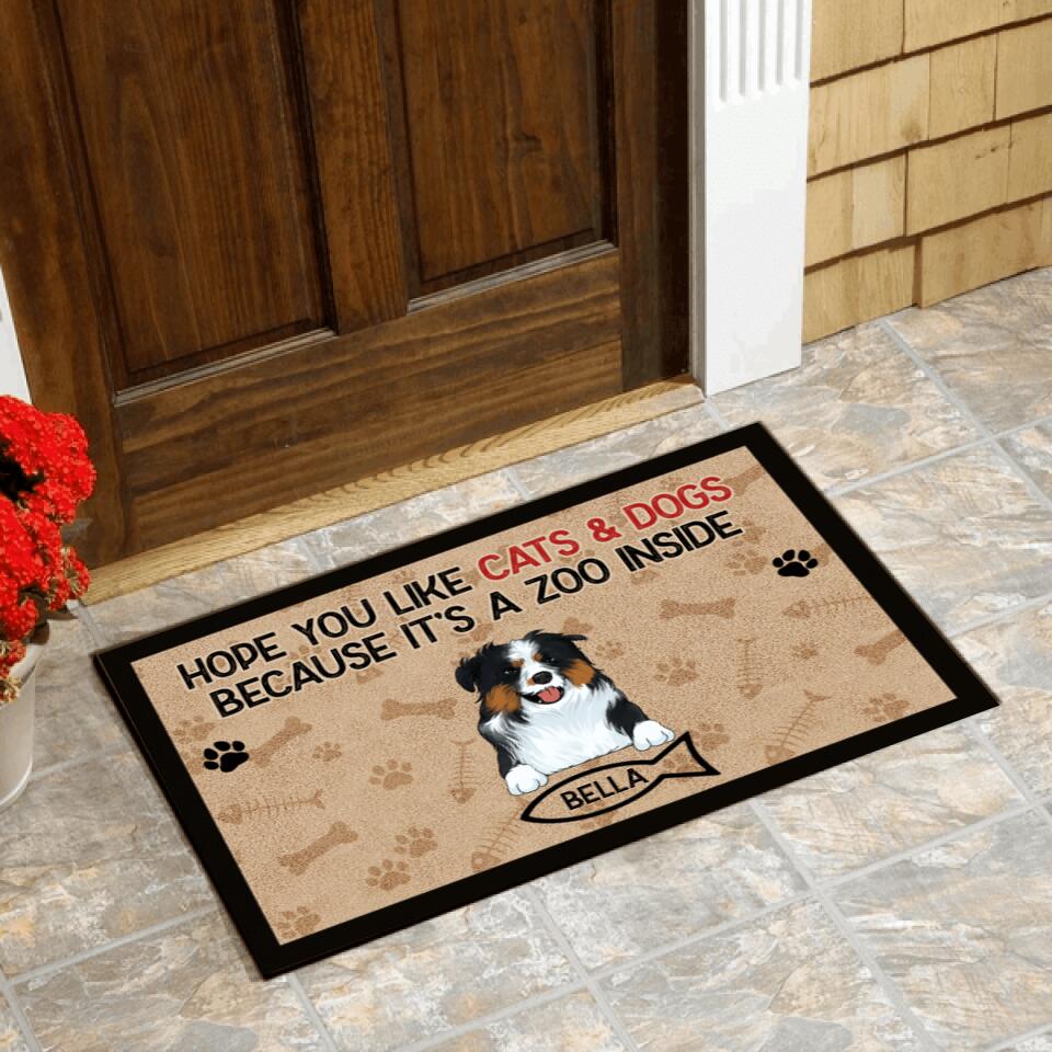 Hope You Like Cats & Dogs Because It's A Zoo Inside Doormat