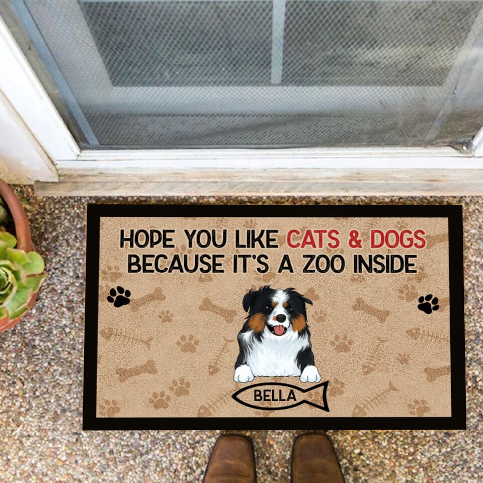 Hope You Like Cats & Dogs Because It's A Zoo Inside Doormat