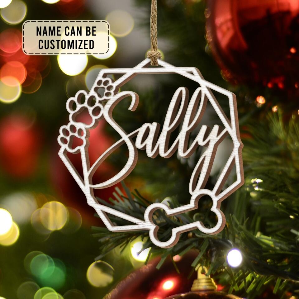 Customized Dog's Name On Wooden Christmas Ornament