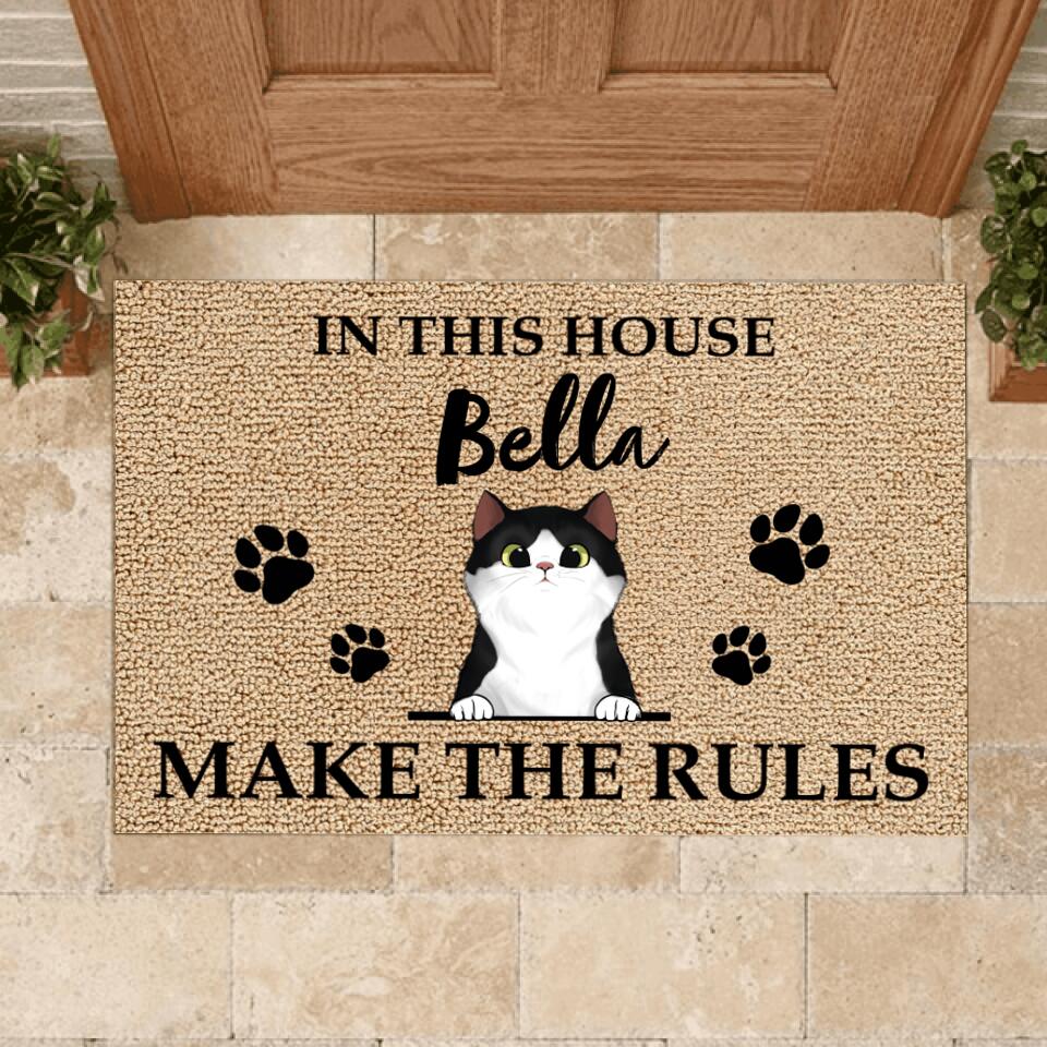 In This House, The Pets Make The Rules -Personalized Doormat