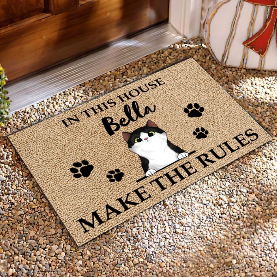 In This House, The Pets Make The Rules -Personalized Doormat