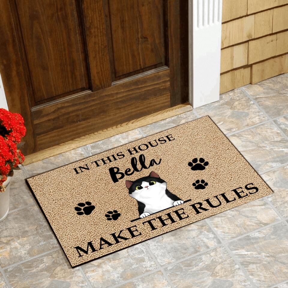 In This House, The Pets Make The Rules -Personalized Doormat