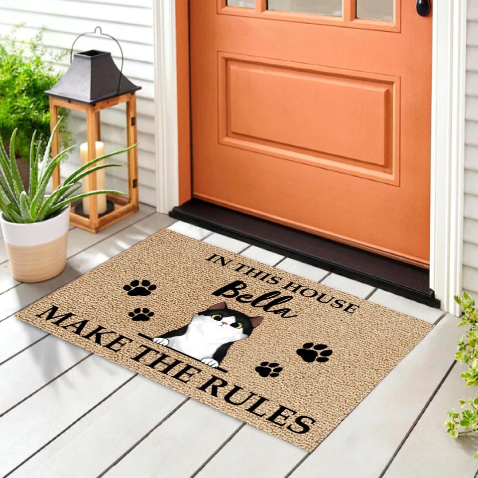 In This House, The Pets Make The Rules -Personalized Doormat