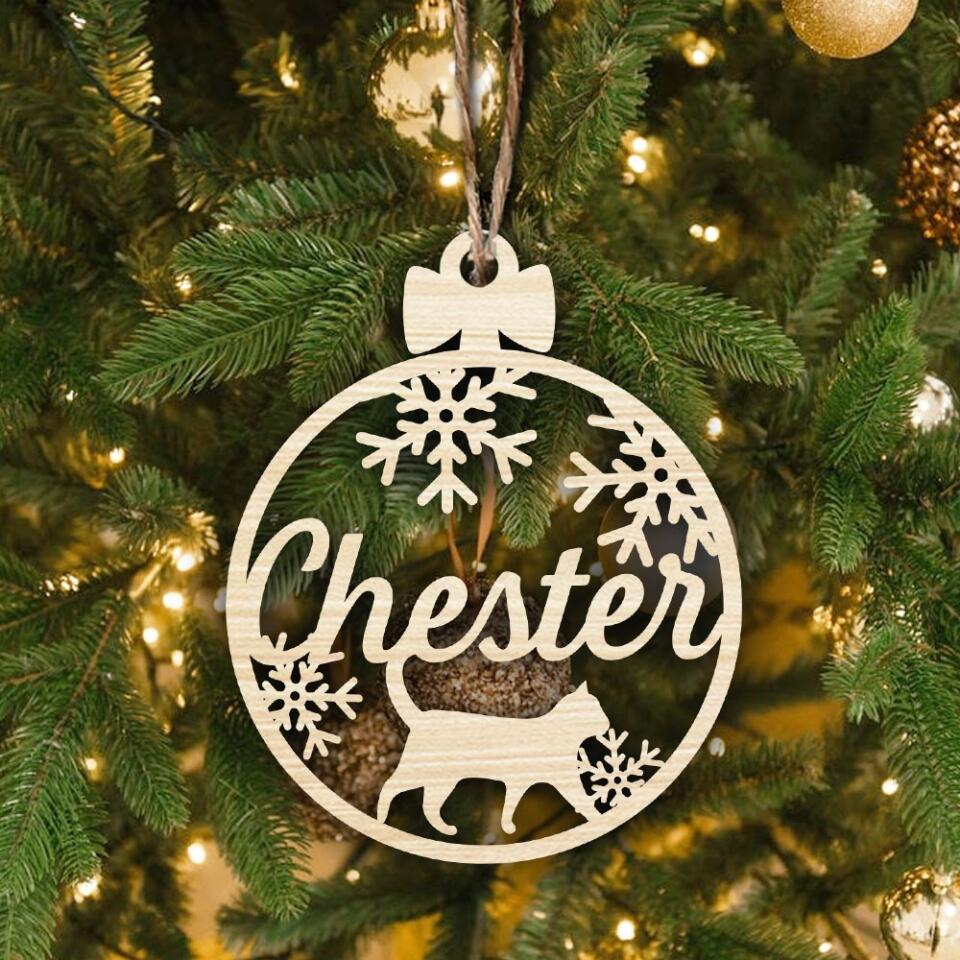 Personalized Cat Wood Ornament, Best Gift Idea For Your Cat, Wooden Christmas Ornament