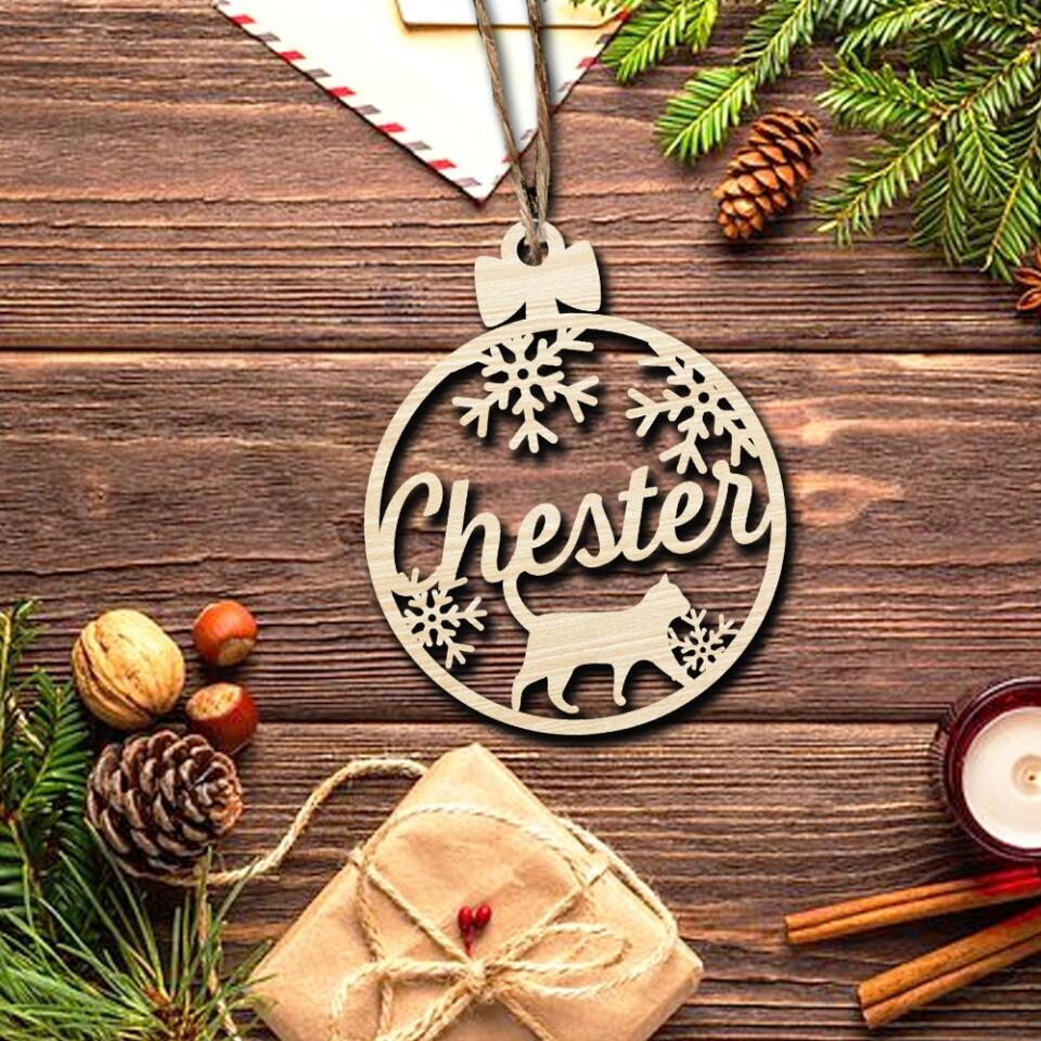 Personalized Cat Wood Ornament, Best Gift Idea For Your Cat, Wooden Christmas Ornament