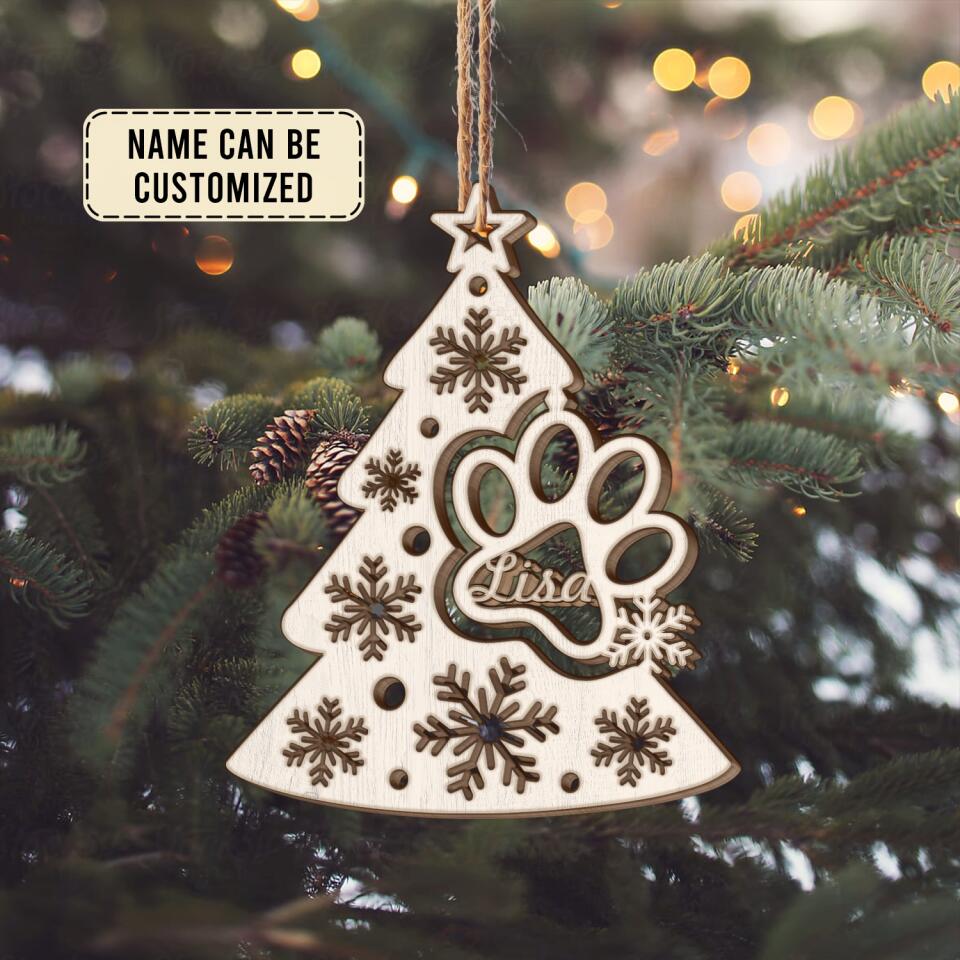 PERSONALIZED CHRISTMAS TREE DOG PAW WOODEN ORNAMENT, BEST IDEAS DECORATION FOR DOG LOVERS