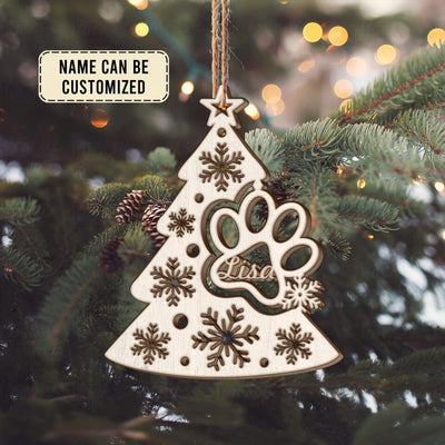 PERSONALIZED CHRISTMAS TREE DOG PAW WOODEN ORNAMENT, BEST IDEAS DECORATION FOR DOG LOVERS