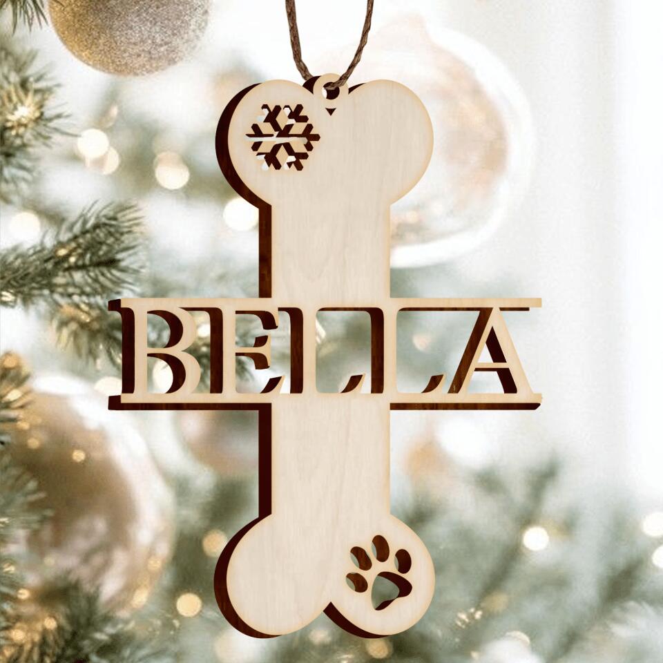 Personalized Dog Bone Ornament, Unique Gift For Dog Lovers, Wooden Ornament