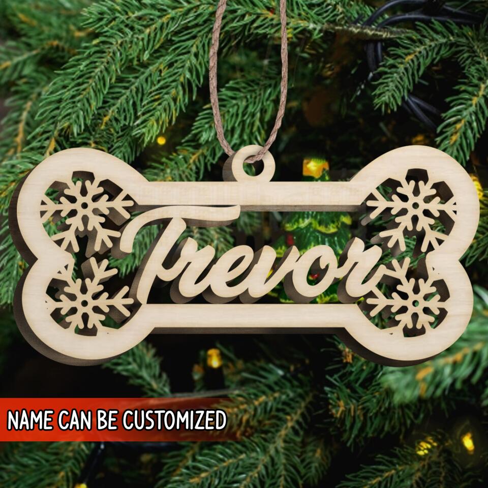 Personalized Dog's Name Christmas Ornaments, Holiday Ornament For Dog Lovers, Custom Wood Gift
