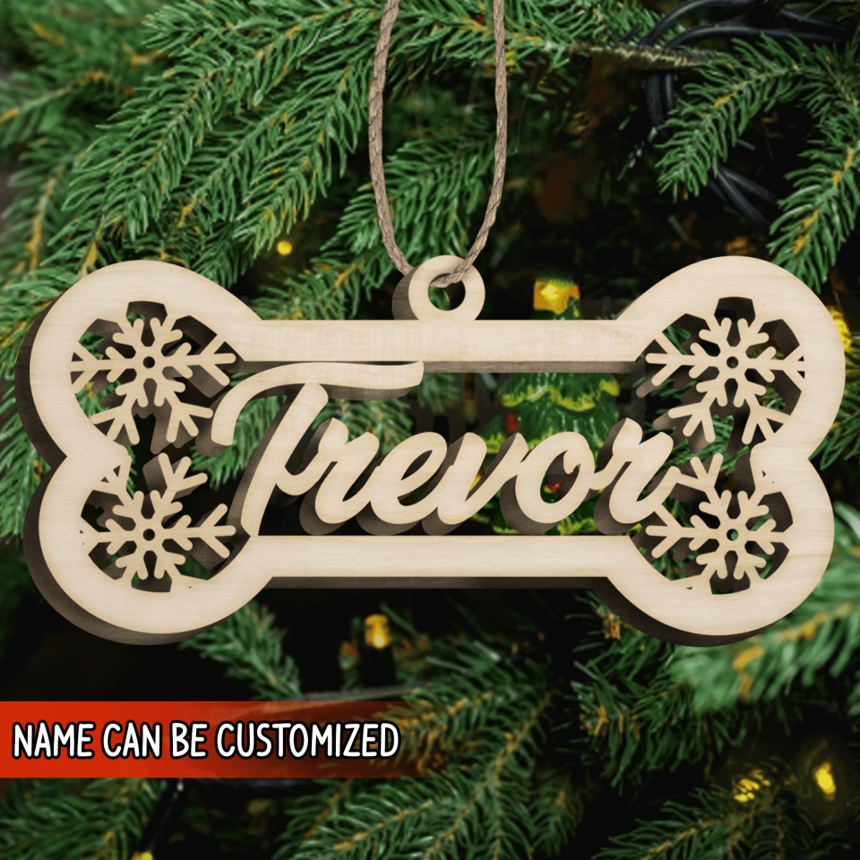 Personalized Dog&#39;s Name Christmas Ornaments, Holiday Ornament For Dog Lovers, Custom Wood Gift