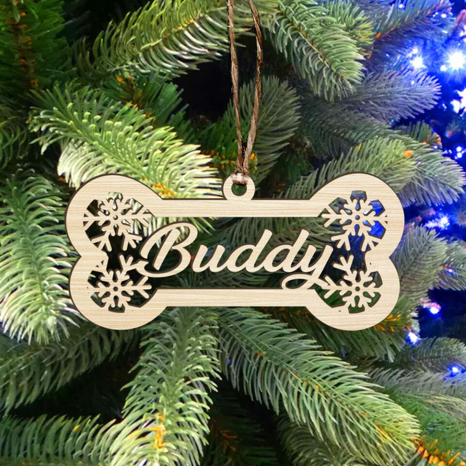 Personalized Dog's Name Christmas Ornaments, Holiday Ornament For Dog Lovers, Custom Wood Gift
