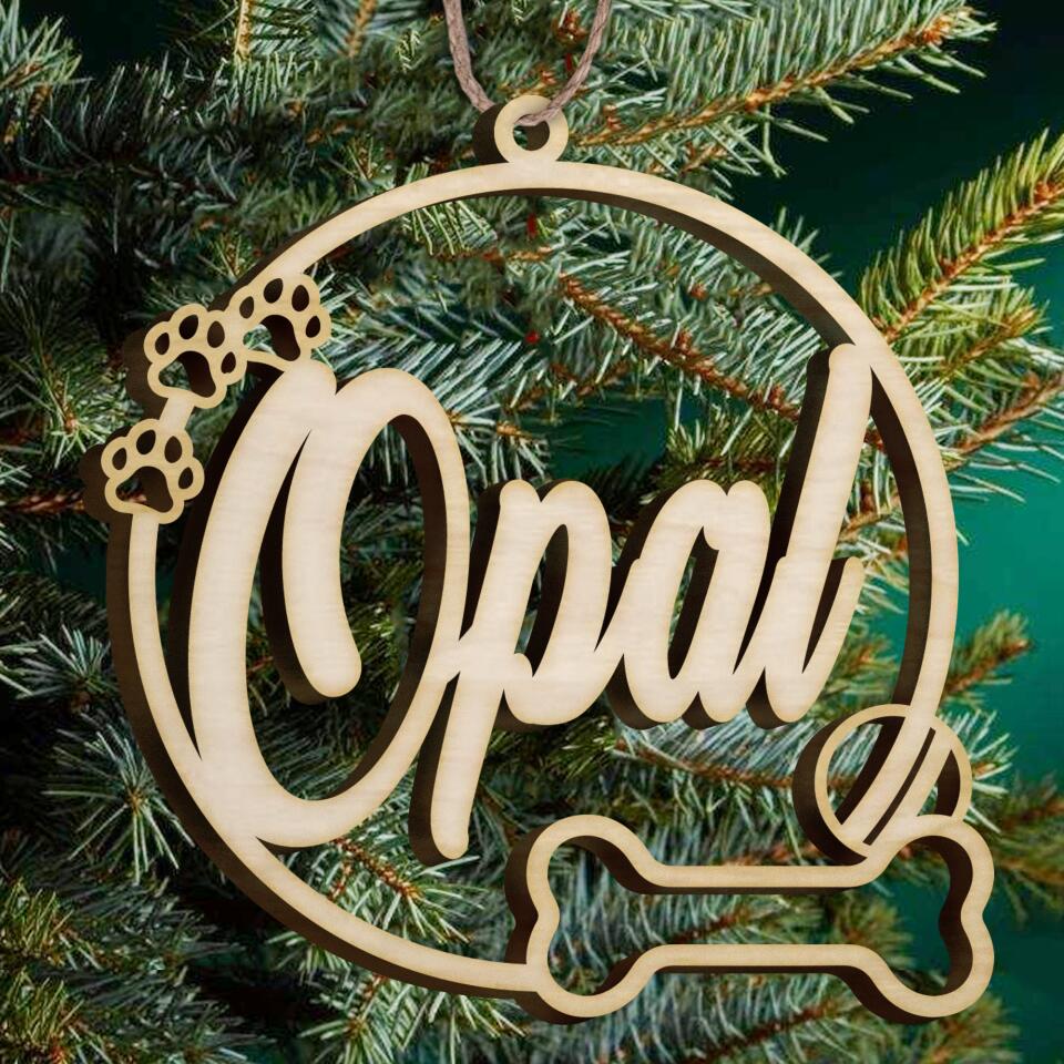 Personalized Dog's Name On Wooden Ornament, Unique Gift Idea For Dog Lovers