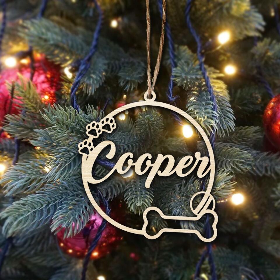 Personalized Dog's Name On Wooden Ornament, Unique Gift Idea For Dog Lovers
