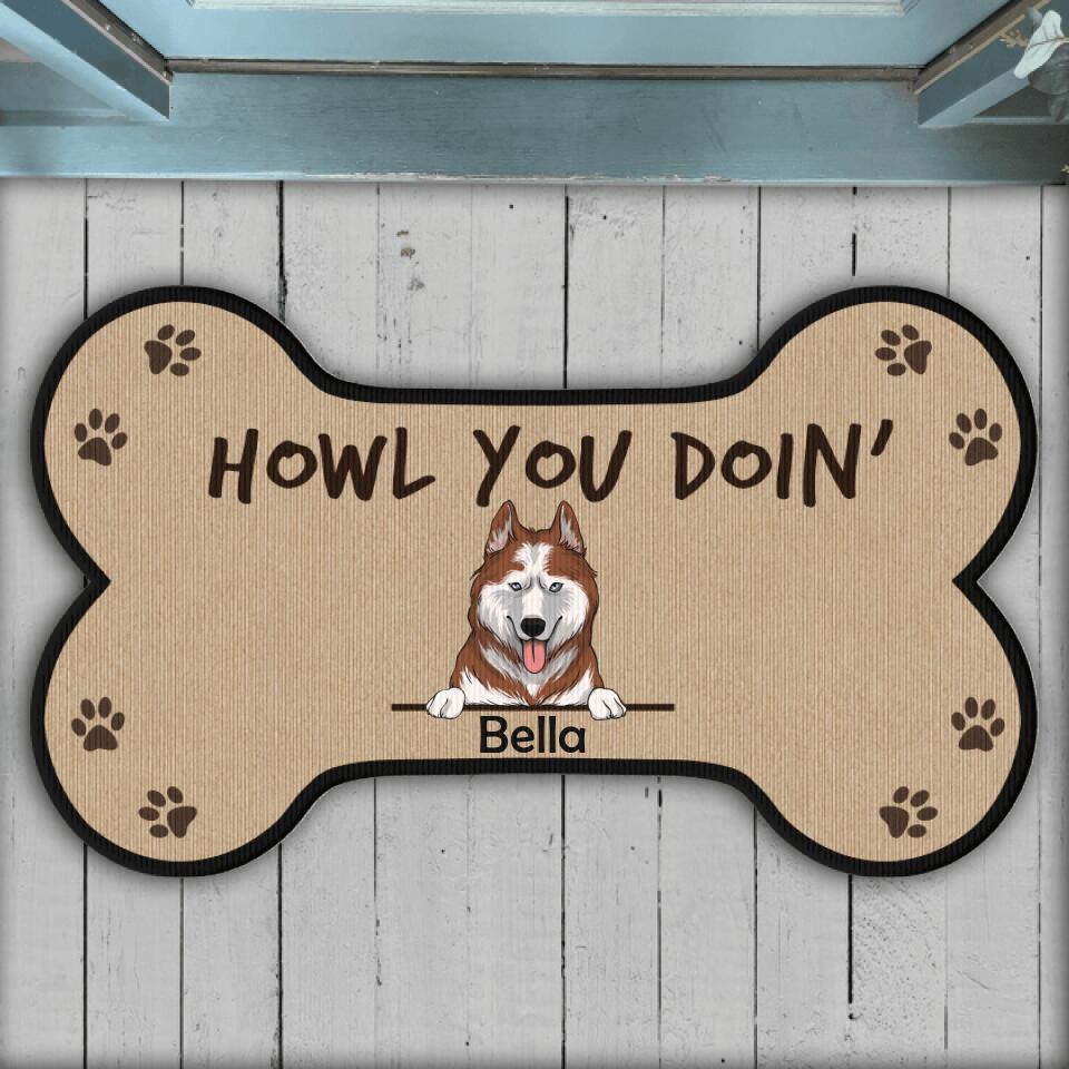 Howl You Doin' - Personalized Bone Shaped Doormat