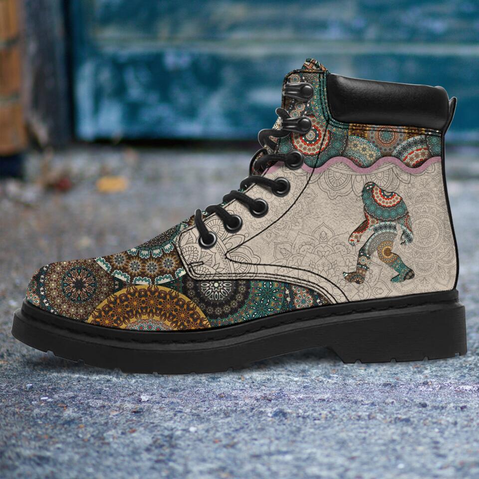 Love Mandala Style Personalized All-Season Boots, Custom Boots Leather Best Gift For Hippie Lovers, For Campers