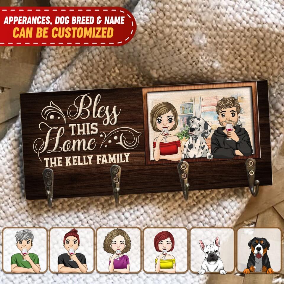 Bless This Home Family - Personalized Key Hanger