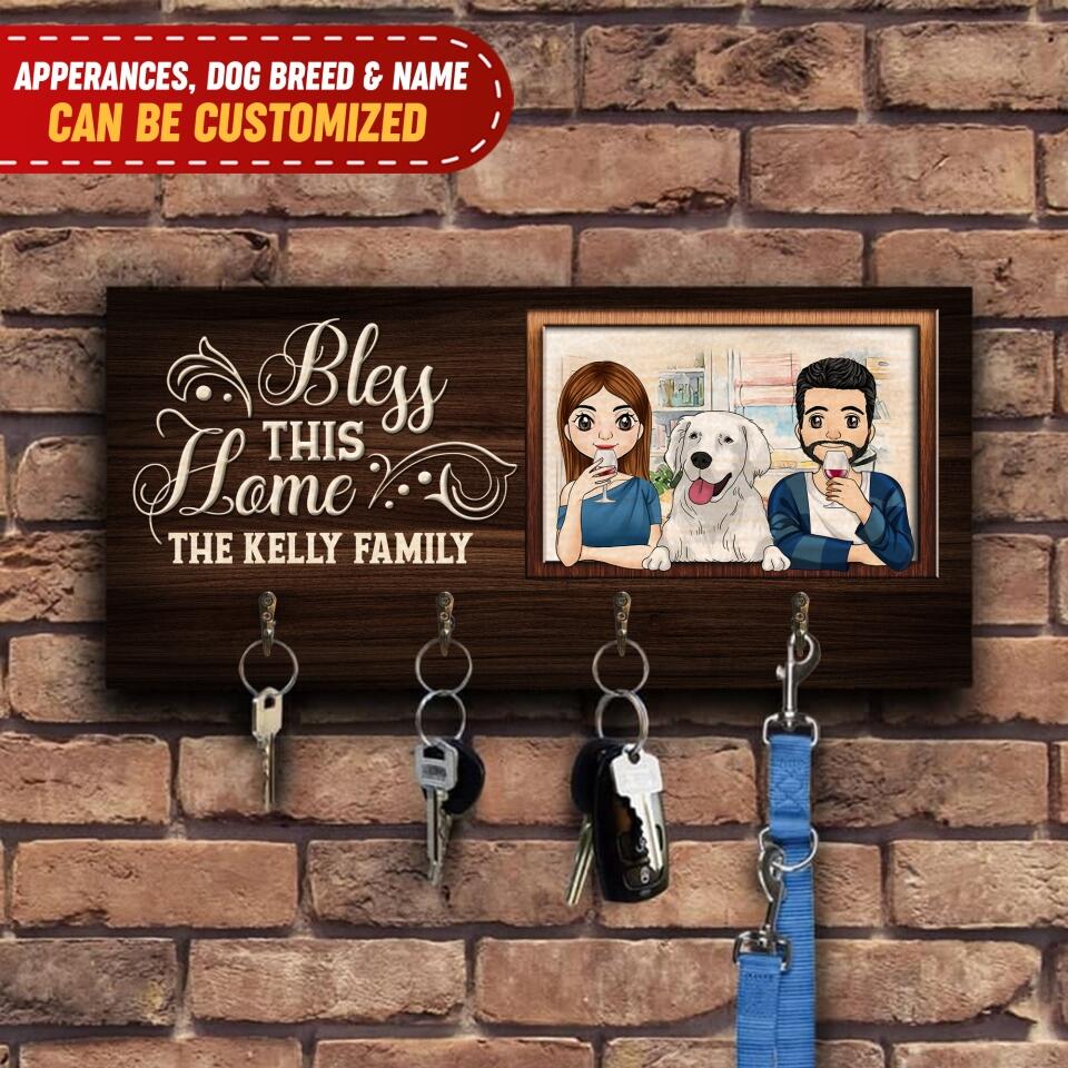 Bless This Home Family - Personalized Key Hanger