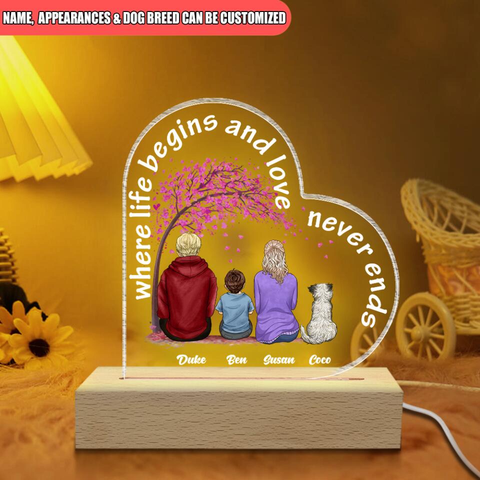 Where Life Begins And Love Never Ends - Personalized Acrylic Lamp