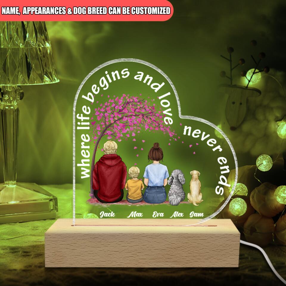 Where Life Begins And Love Never Ends - Personalized Acrylic Lamp