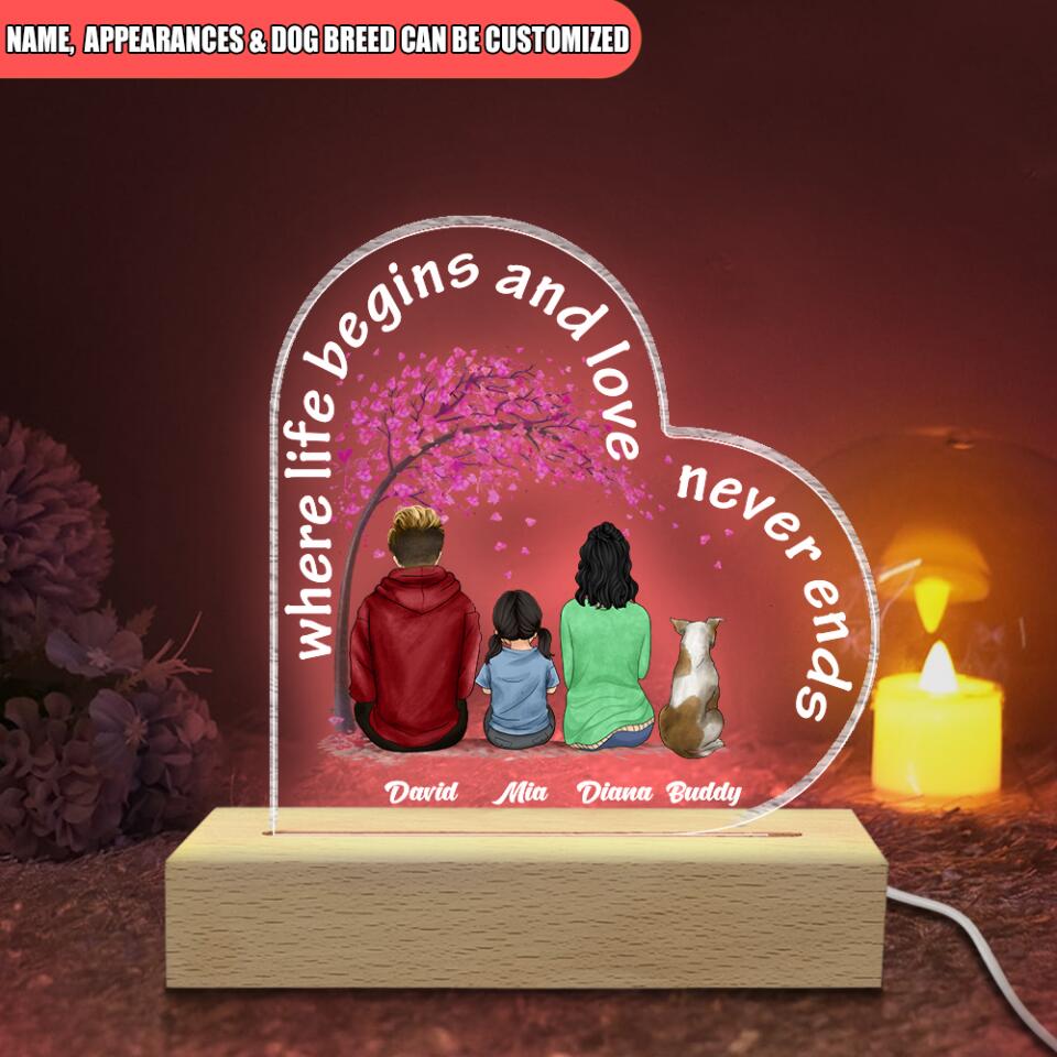 Where Life Begins And Love Never Ends - Personalized Acrylic Lamp