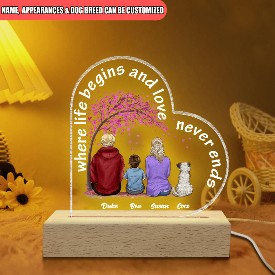 Where Life Begins And Love Never Ends - Personalized Acrylic Lamp