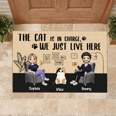 The Cats Are In Charge We Just Live Here - Funny Personalized Doormat