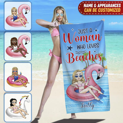 Just A Women Who Love Beaches - Personalized Beach Towel