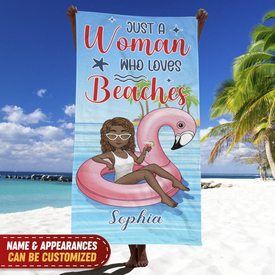 Just A Women Who Love Beaches - Personalized Beach Towel