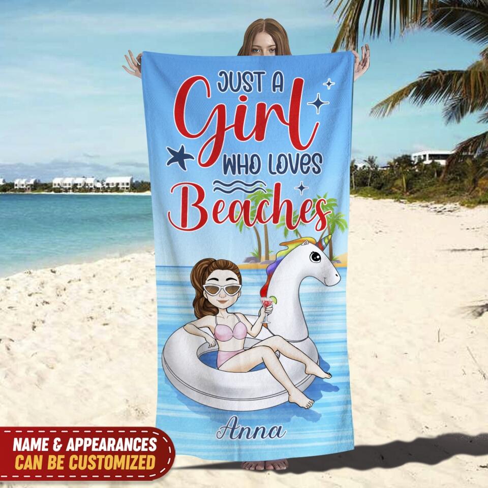 Just A Women Who Love Beaches - Personalized Beach Towel