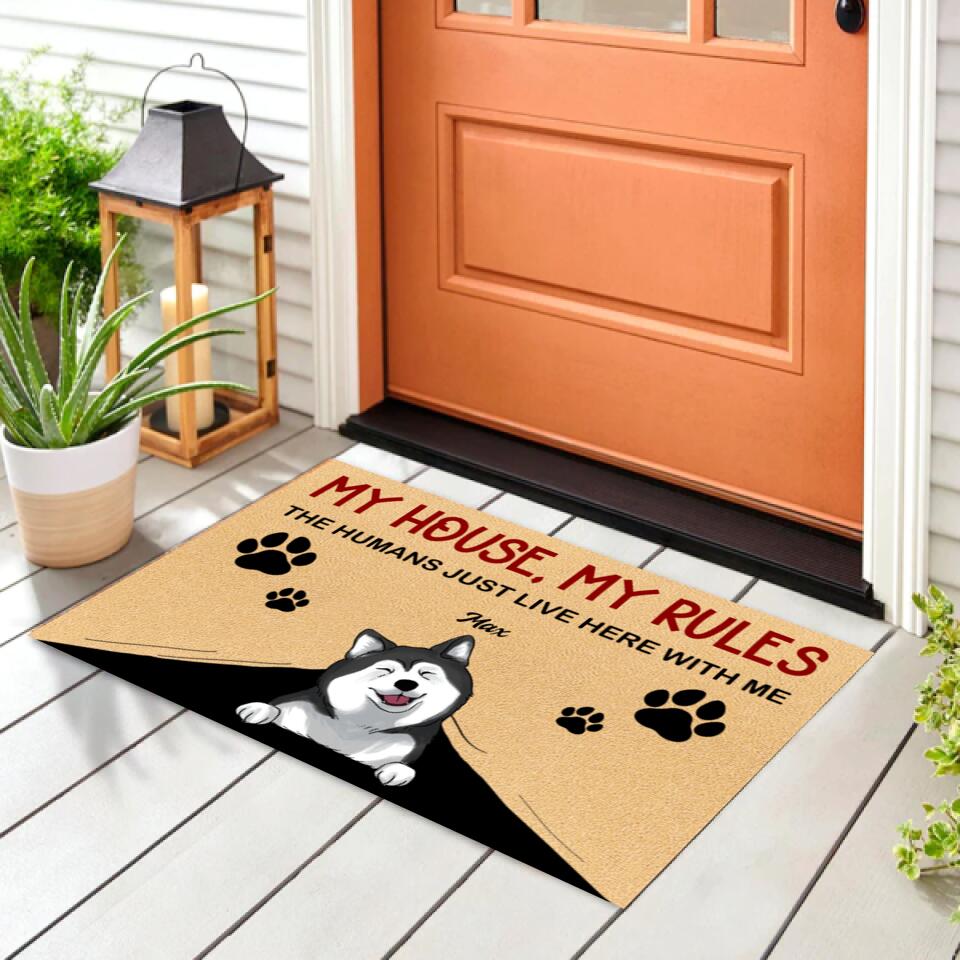 Our House, Our Rules. The Human Just Live Here With Us - Personalized Doormat