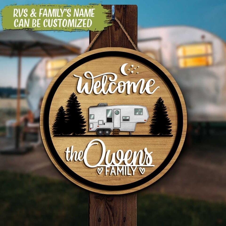 Welcome to family Camping - Personalized Door Sign