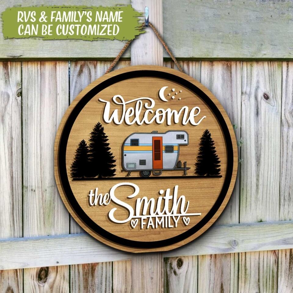 Welcome to family Camping - Personalized Door Sign