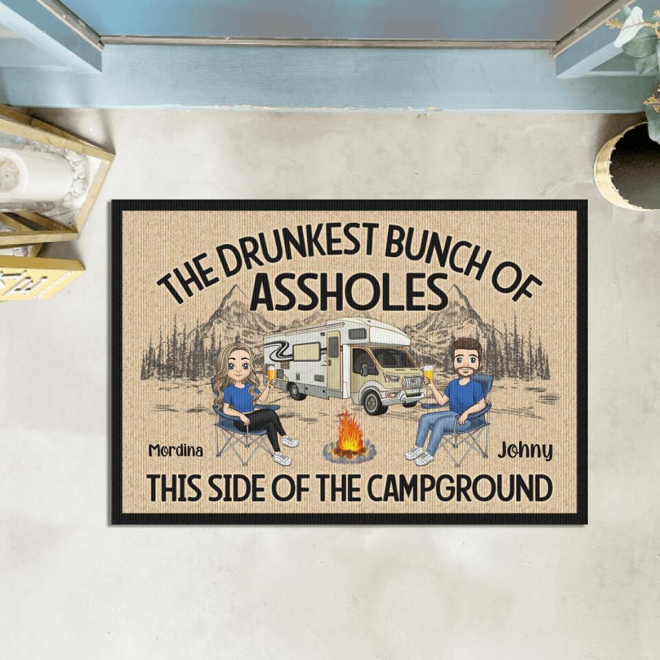 The Drunkest Bunch Of Assholes This Side Of The Campground, Gift For Camping Lover - Personalized Doormat