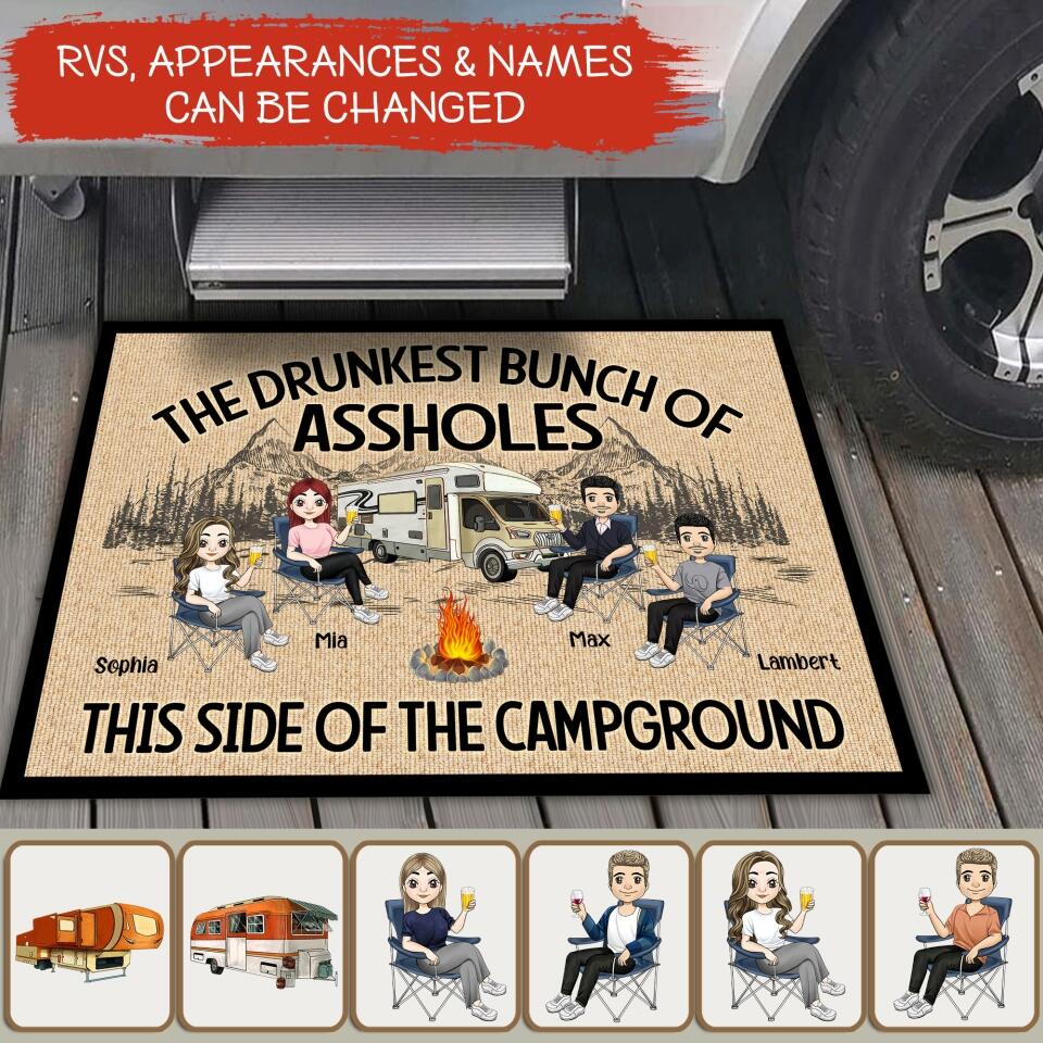 The Drunkest Bunch Of Assholes This Side Of The Campground, Gift For Camping Lover - Personalized Doormat