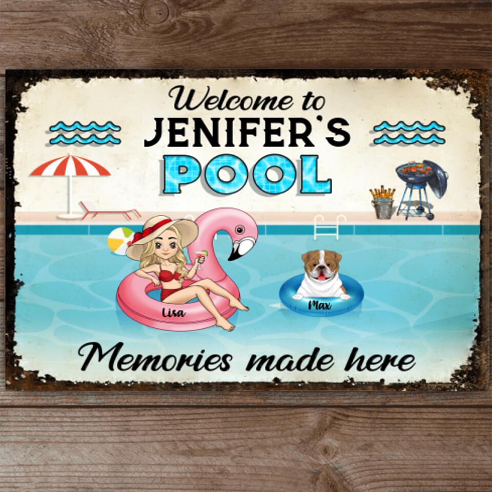 Welcome To My Pool Memories Made Here - Personalized Metal Sign, Gift For Swimming Pool Lovers