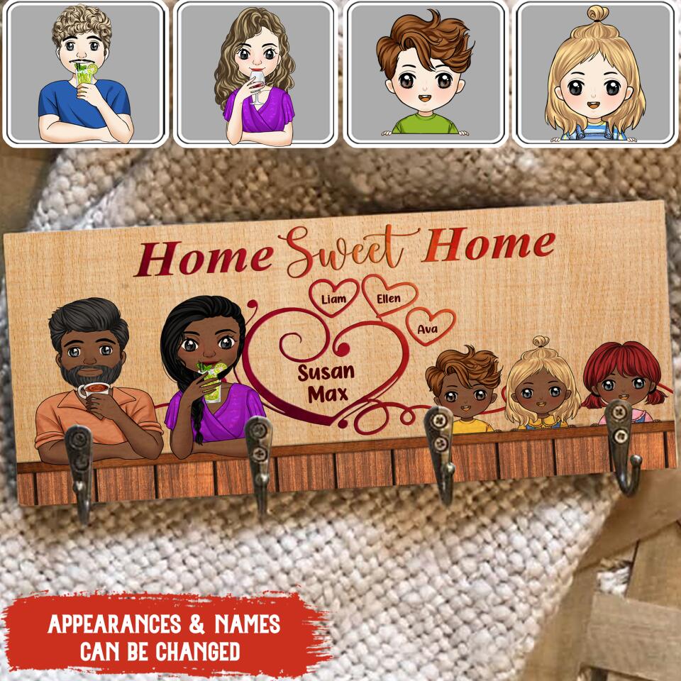 Home Sweet Home, Gift For Family, Gift For Father's Day - Personalized Key Hanger