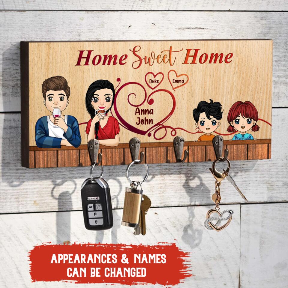 Home Sweet Home, Gift For Family, Gift For Father's Day - Personalized Key Hanger