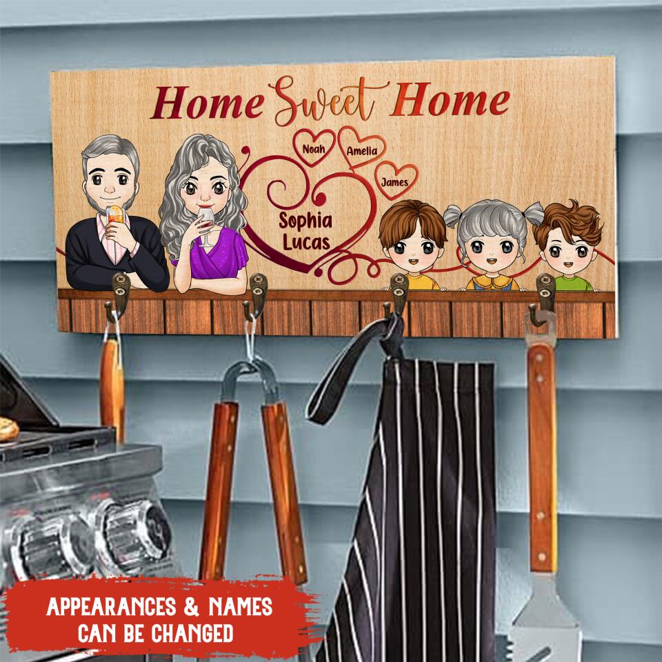 Home Sweet Home, Gift For Family, Gift For Father's Day - Personalized Key Hanger