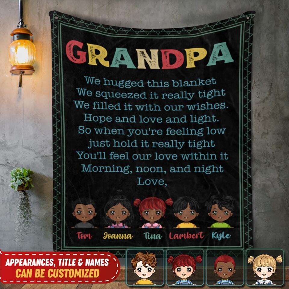We Hugged This Blanket - Personalized Blanket, Father's Day Gift, Gift For Grandpa, Gift For Dad