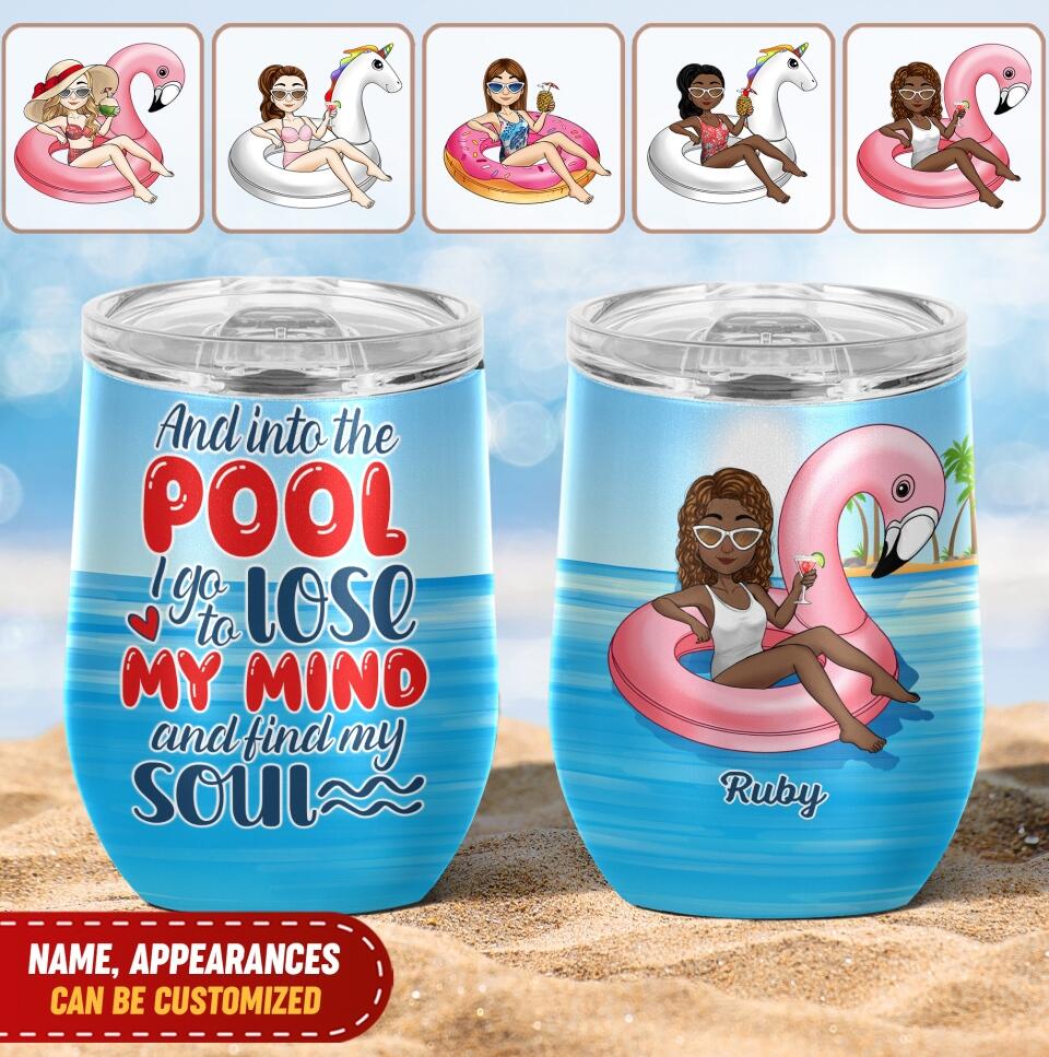 Day Drinking At The Pool Is My Happy Place - Personalized Wine Tumbler