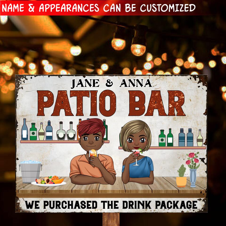 Patio Bar We Purchased The Drink Package - Metal Sign, Personalized Gift For Your Outdoor Decor