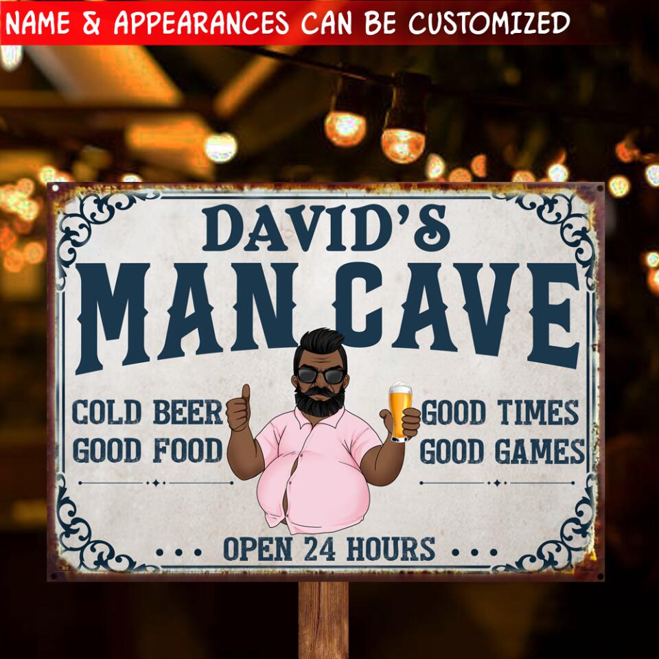 Man Cave Cold Beer Good Time - Personalized Metal Sign, Gift For Him