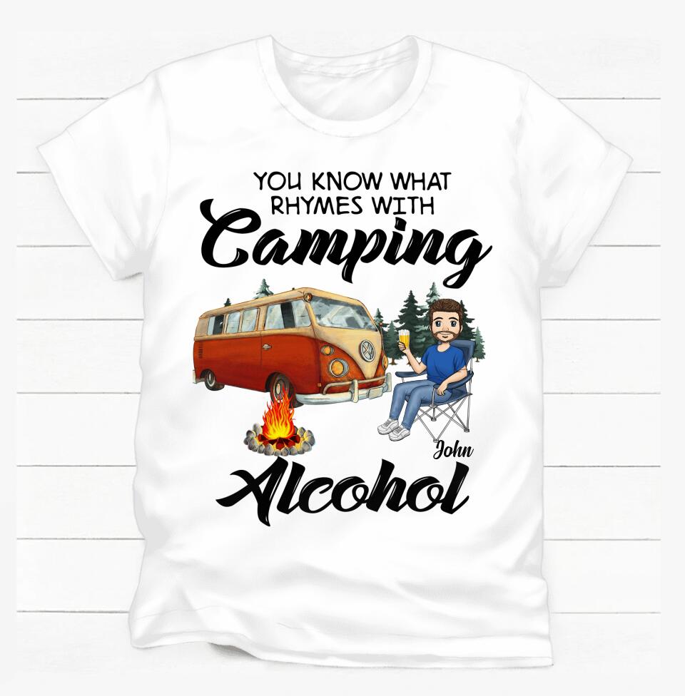 You Know What Rhymes With Camping Alcohol - Personalized T-Shirt, Gift For Camping Lovers