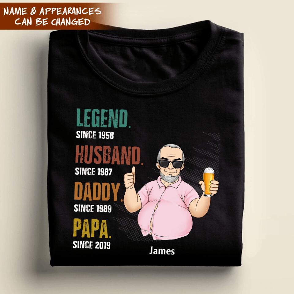 Legend, Husband, Daddy, Grandpa - Personalized T-Shirt , Gift For Him