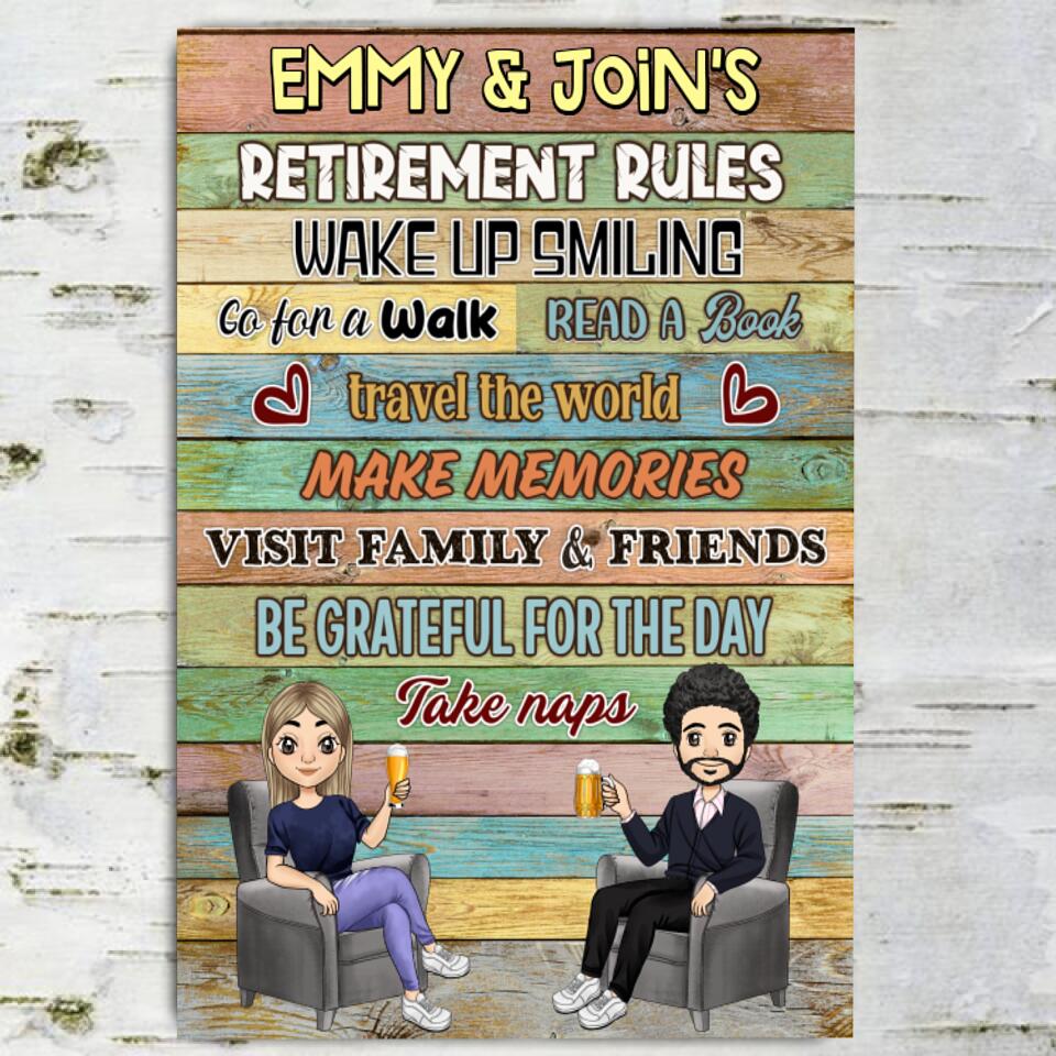 Retirement Rules - Personalized Metal Sign - Retirement, Funny Gift For Couple