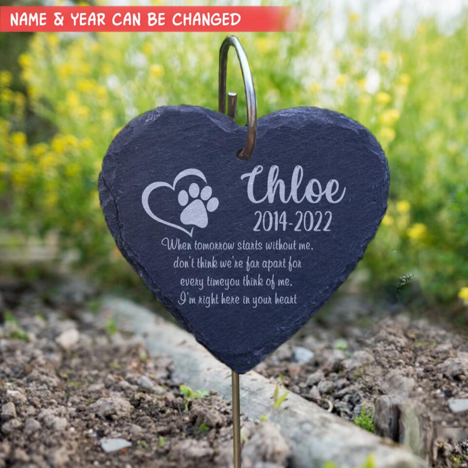 When Tomorrow Starts Without Me Garden Slate, Personalized Pet Memorial Plaque And Hook, Thoughtful Garden Gift, Bereavement Gift, Garden Memorial, Sympathy Gift.
