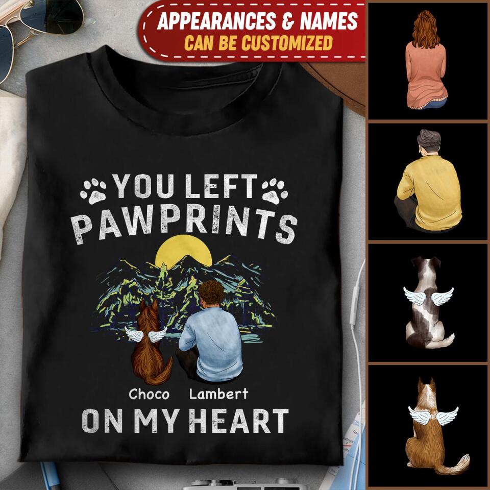 You Left Pawprints on our hearts, Gift For Dog Lover - Personalized T-Shirt