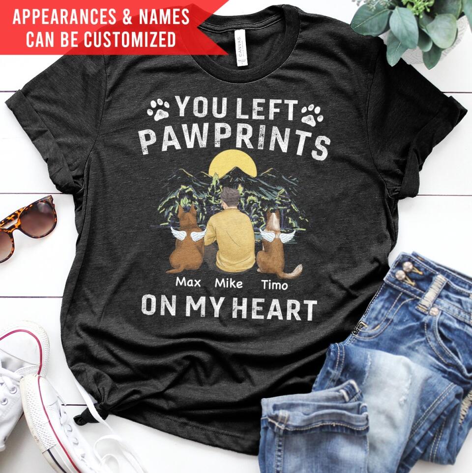 You Left Pawprints on our hearts, Gift For Dog Lover - Personalized T-Shirt