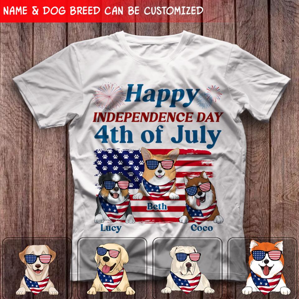 Happy Independence Day - Personalized Tshirt, July 4th Gift, Gift For Dog Lovers
